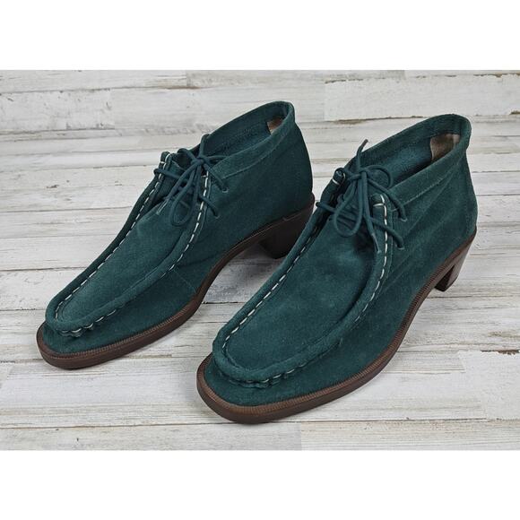 Bird of Flight Anthropologie Ankle Boots Believe Dark Teal Suede US Size 7.5 - Picture 1 of 8